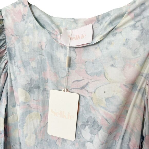 Selkie NWT Sunroom Dress Monet Print Cotton Women’s Size 8 Puff Sleeve - Picture 13 of 15